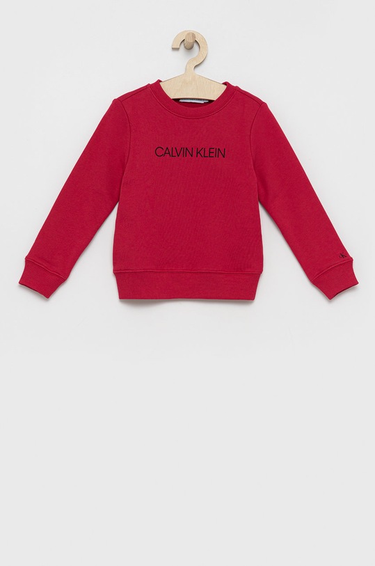 Calvin Klein Jeans - Dětská bavlněná mikina bez kapuce růžová IU0IU00162.4890