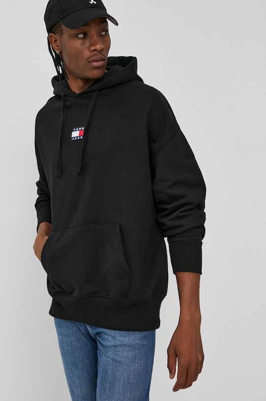 Tommy Jeans Bluza bawełniana DM0DM10904.4890 z kapturem czarny DM0DM10904.4890