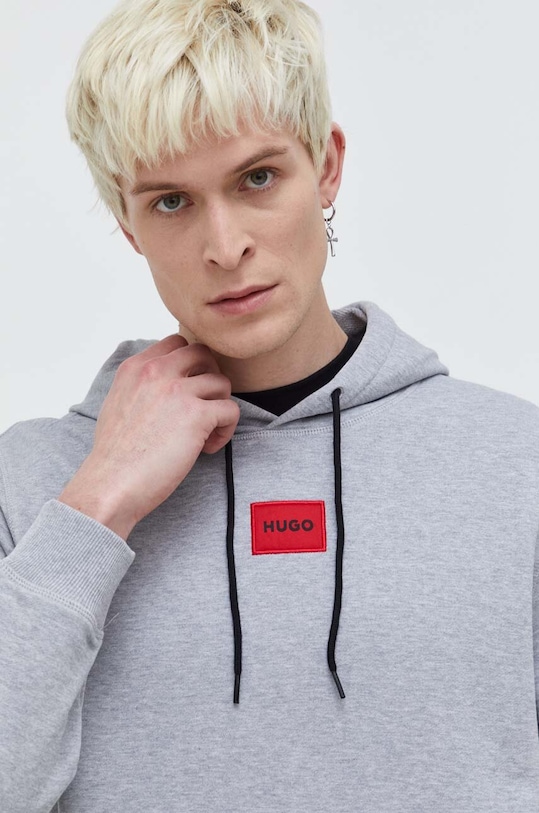 Хлопковая кофта HUGO 50458700 серый