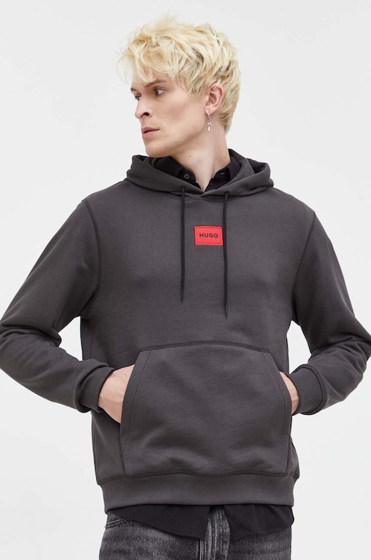 HUGO bluza bawełniana z kapturem szary 50458700