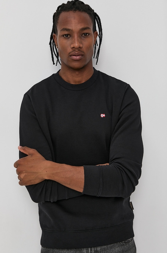 Μπλούζα Napapijri χωρίς κουκούλα μαύρο NP0A4FQW