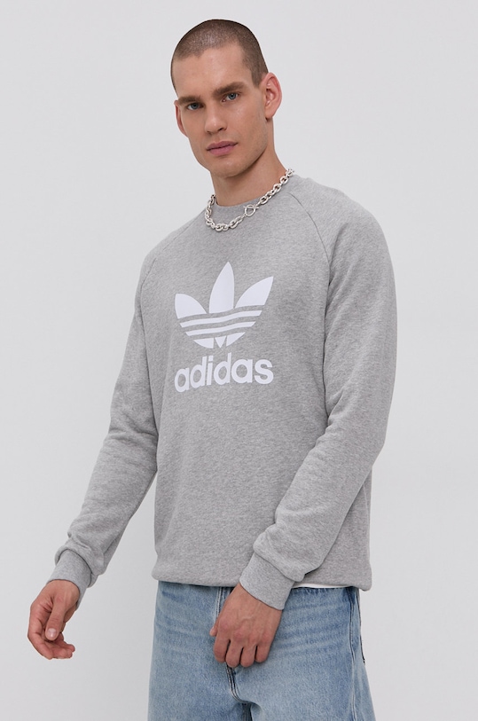 adidas Originals bombažni pulover Brez kapuce siva H06650