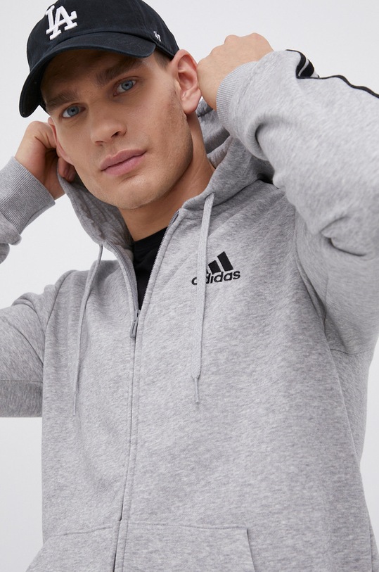 Mikina adidas HB0041 s kapucňou sivá HB0041