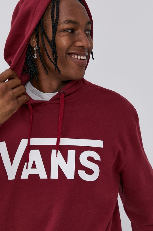 Bavlněná mikina Vans s kapucí burgundské VN0A456BZBS1