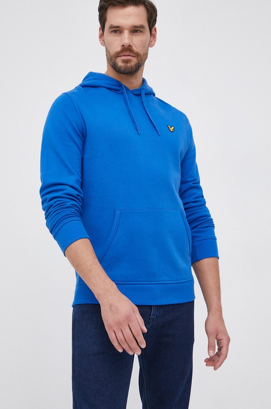 Lyle & Scott - Bluza bawełniana z kapturem niebieski ML416VOG.W489