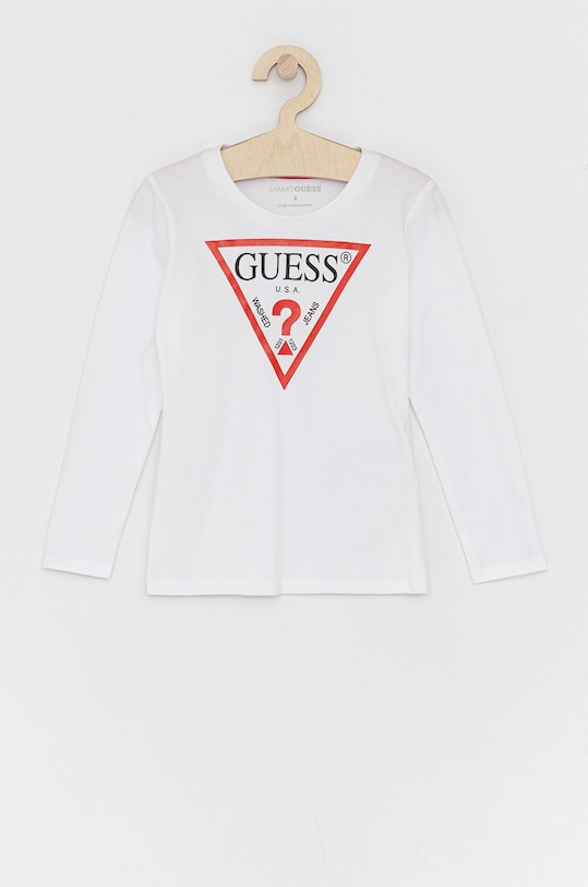 Dětské tričko s dlouhým rukávem Guess kulatý bílá N84I24.K8HM0