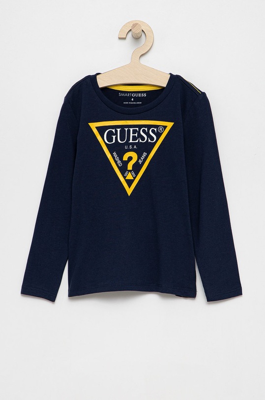 Dětské tričko s dlouhým rukávem Guess kulatý námořnická modř N84I24.K8HM0