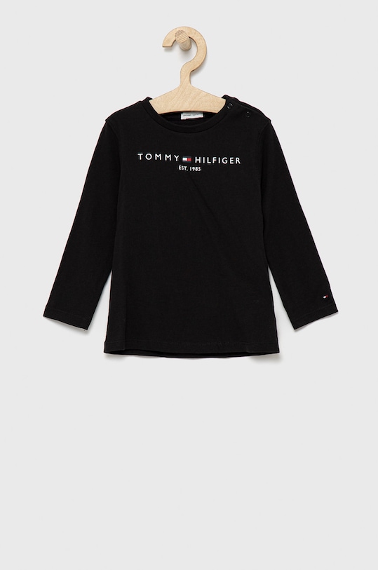 Tommy Hilfiger Longsleeve bawełniany dziecięcy nadruk czarny KS0KS00202.4890