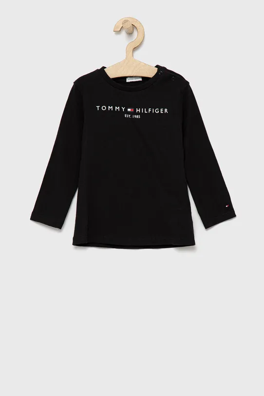 Детска блуза с дълги ръкави Tommy Hilfiger памук черен KS0KS00202.4890