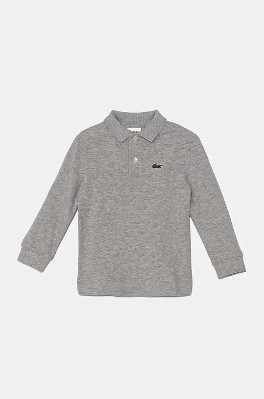 Lacoste longsleeve din bumbac pentru copii cu guler gri PJ8915