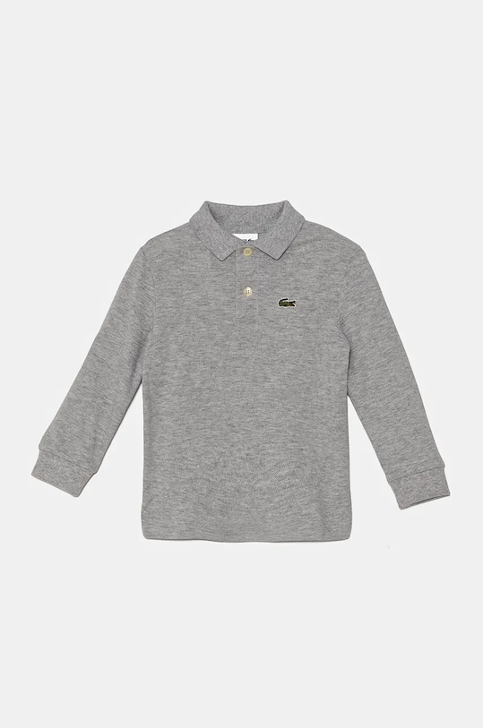 Lacoste longsleeve din bumbac pentru copii cu guler gri PJ8915