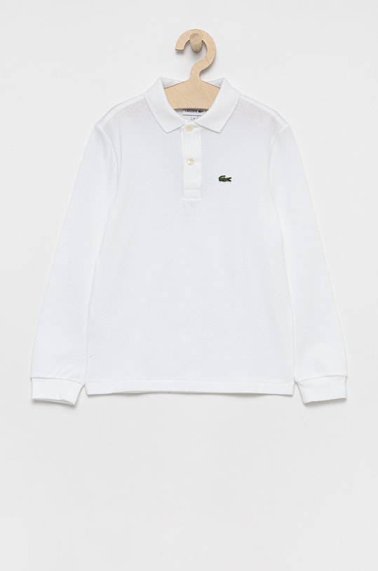 Дитячий бавовняний лонгслів Lacoste бавовна білий PJ8915