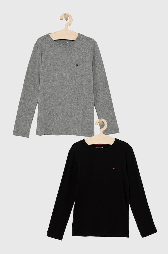 Хлопковый детский лонгслив Tommy Hilfiger (2-pack) хлопок серый UB0UB00309.4890