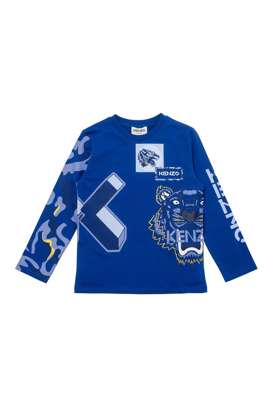 Kenzo Kids Longsleeve bawełniany dziecięcy nadruk niebieski K25186.116.152