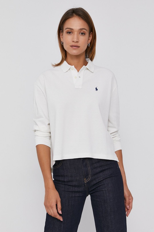 Polo Ralph Lauren Longsleeve bawełniany 211844785002 aplikacja biały 211844785002