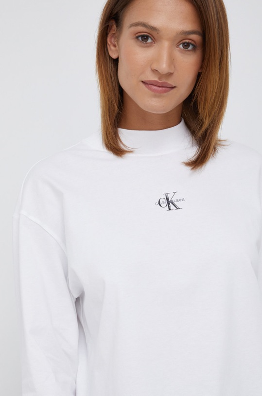 Calvin Klein Jeans Longsleeve bawełniany J20J216773.4890 biały J20J216773.4890