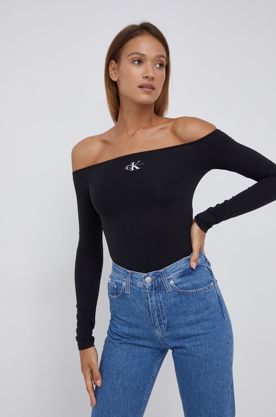 Calvin Klein Jeans Longsleeve J20J216779.4890 z elastanem czarny J20J216779.4890