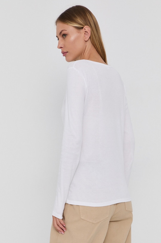 Ρούχα Βαμβακερό πουκάμισο με μακριά μανίκια United Colors of Benetton 3GA2E16G0.101 λευκό