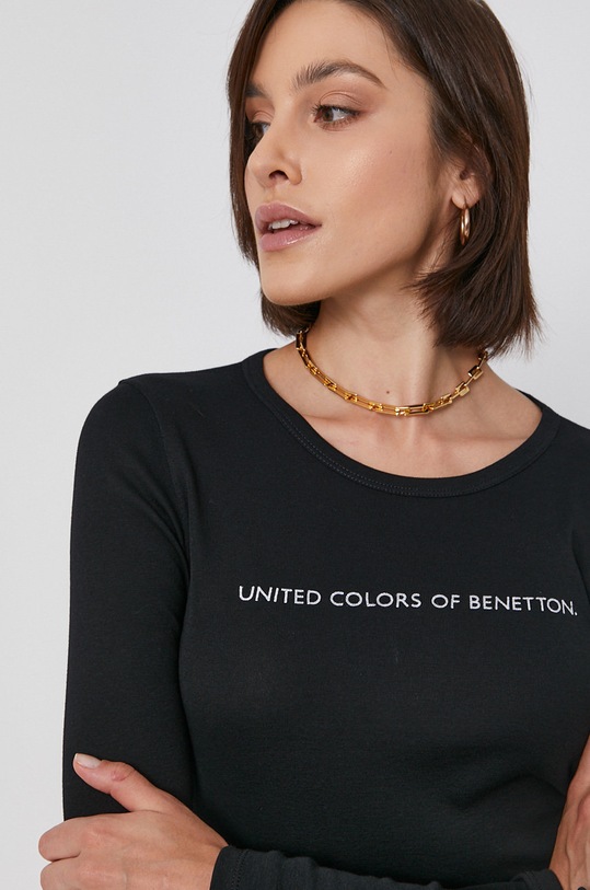 Бавовняний лонгслів United Colors of Benetton чорний 3GA2E16G0.100