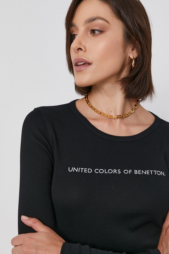 Бавовняний лонгслів United Colors of Benetton чорний 3GA2E16G0.100