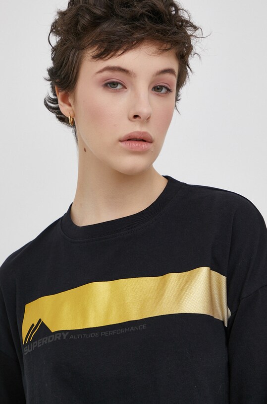 Superdry Longsleeve bawełniany czarny W6011177A.02A