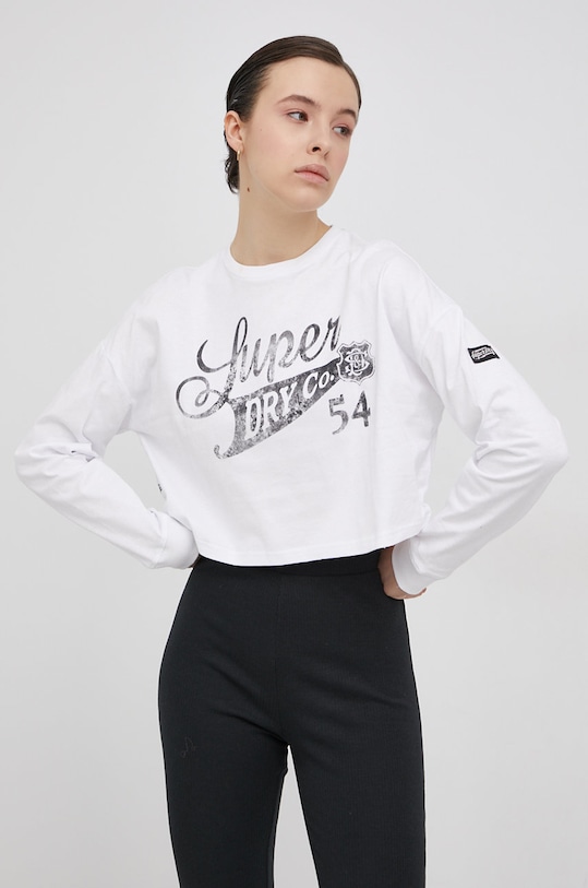 Superdry Longsleeve bawełniany nadruk biały W6011190A.01C