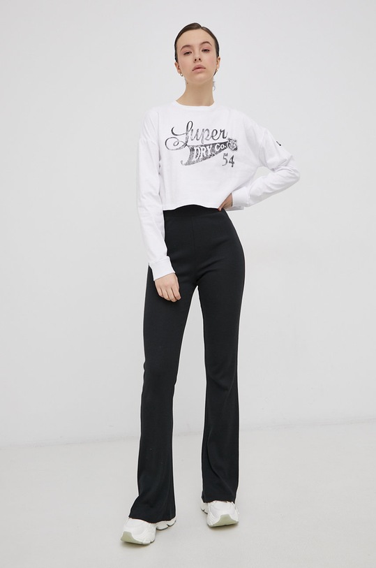 Bavlněné tričko s dlouhým rukávem Superdry W6011190A.01C bílá AW21