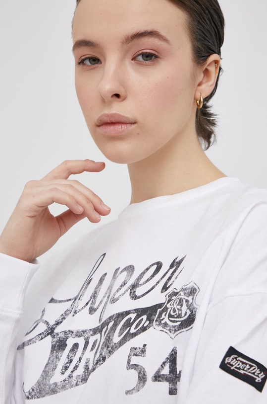 Bavlněné tričko s dlouhým rukávem Superdry bílá W6011190A.01C