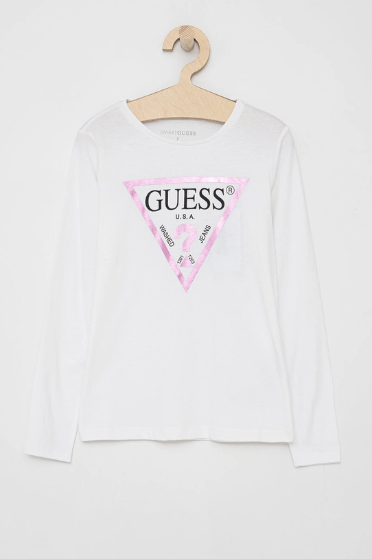 Guess Longsleeve dziecięcy nadruk biały J84I36.K8HM0