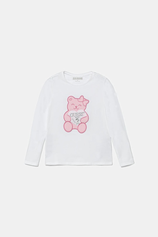 Detské tričko s dlhým rukávom Guess s elastanom biela K1YI22.K6YW1