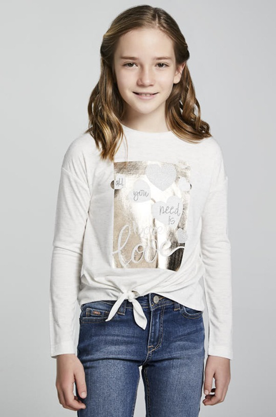 Detské tričko s dlhým rukávom Mayoral okrúhly béžová 7087.8D.Junior