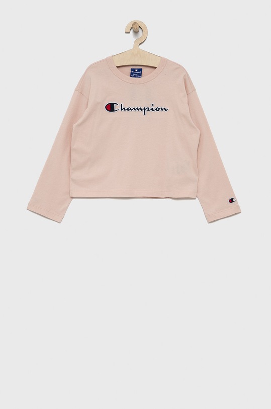 Champion Longsleeve bawełniany dziecięcy 404233 aplikacja różowy 404233