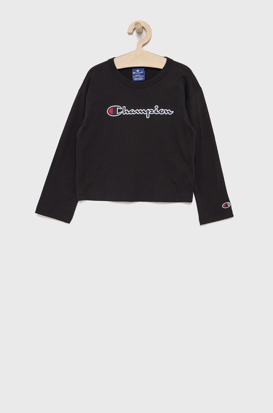 Champion Longsleeve bawełniany dziecięcy 404233 aplikacja czarny 404233