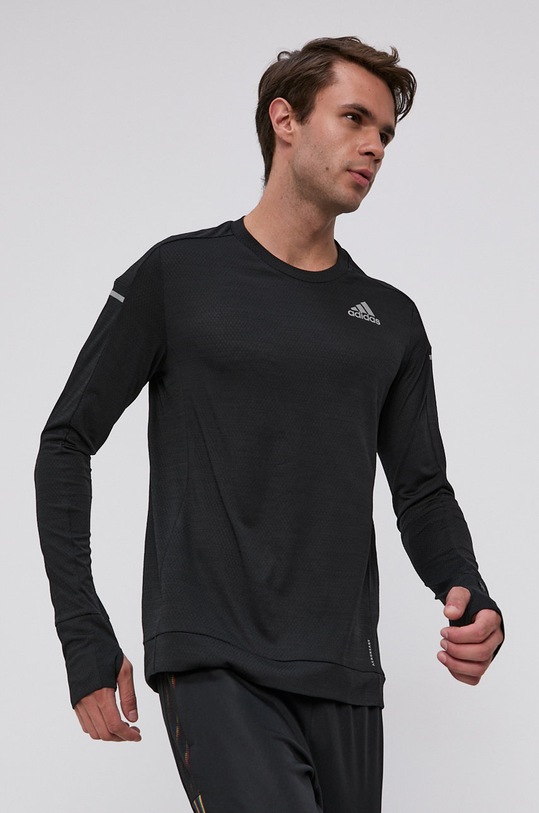 Tričko s dlouhým rukávem adidas Performance GK3769 hladký černá GK3769