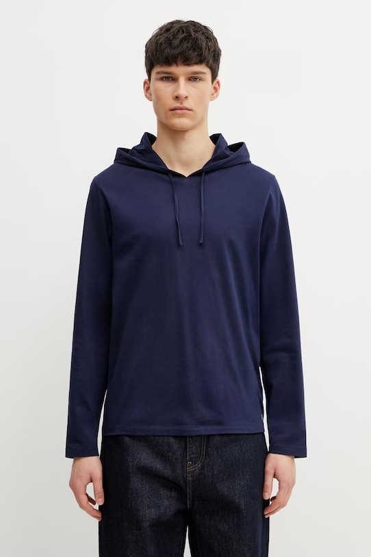 Хлопковый лонгслив Polo Ralph Lauren гладкий тёмно-синий 714844760001