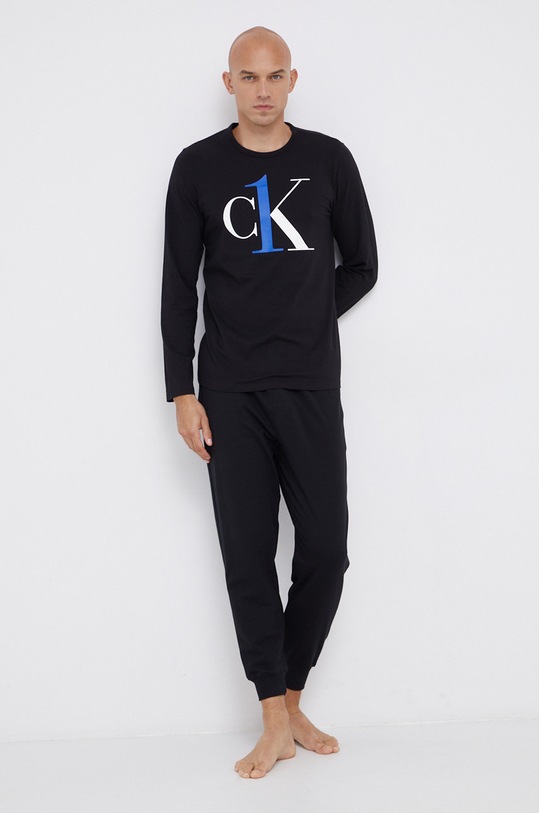 Calvin Klein Underwear Longsleeve piżamowy bawełna czarny 000NM2017E.4890