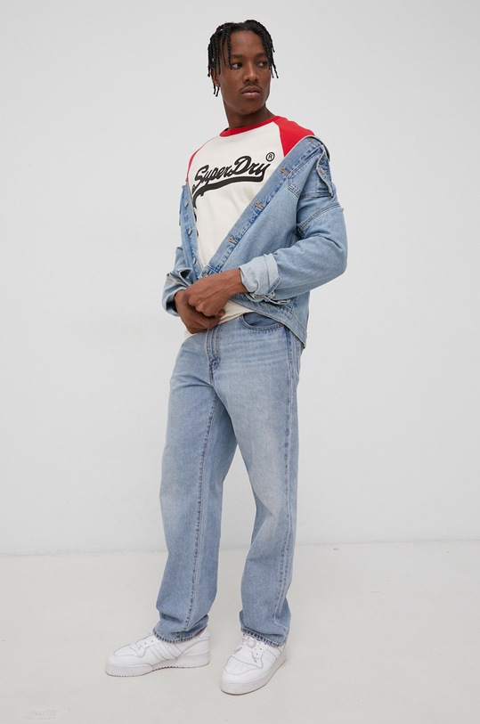 Bavlnené tričko s dlhým rukávom Superdry béžová M6010608A.18C