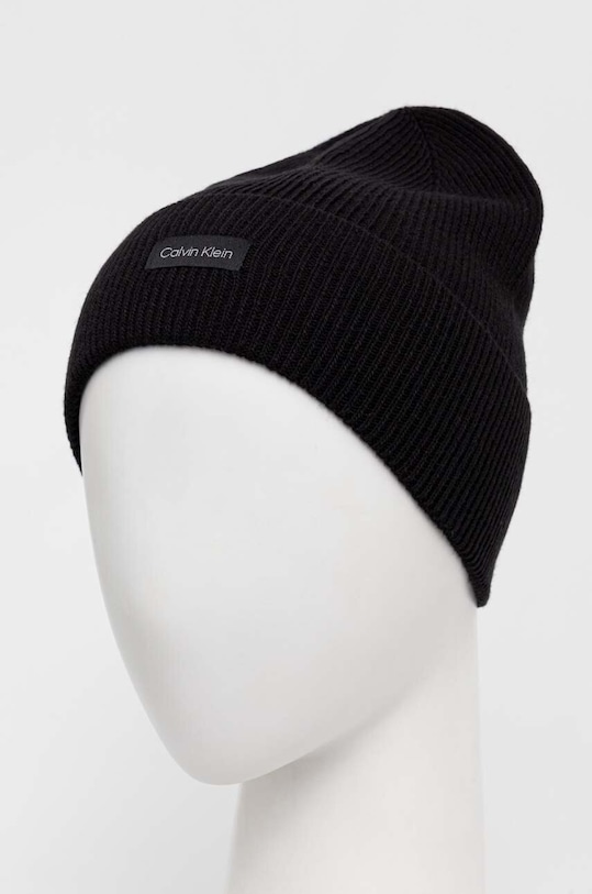 Calvin Klein Czapka z domieszką wełny K60K608519.4890 czarny AW21