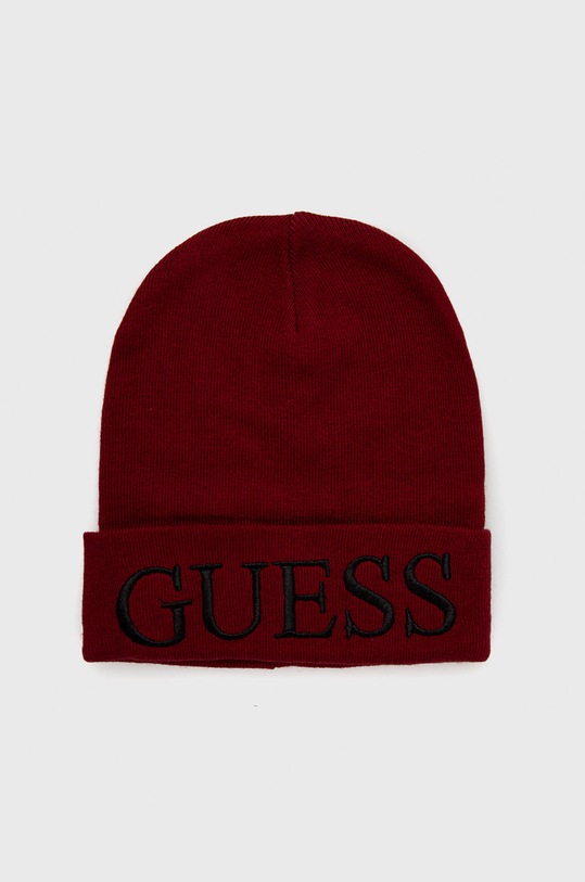 Guess Czapka z domieszką wełny AW8728.WOL01 z domieszką wełny bordowy AW8728.WOL01