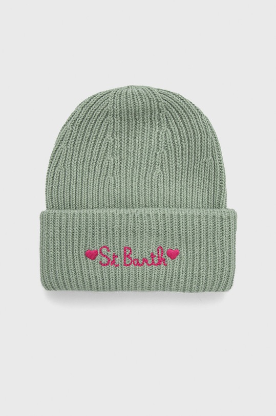 Čiapka s prímesou kašmíru MC2 Saint Barth nášivka zelená LIND001