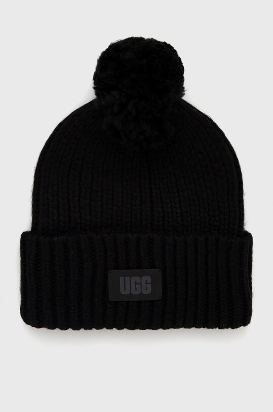 UGG Czapka z domieszką wełny gruba czarny 20165
