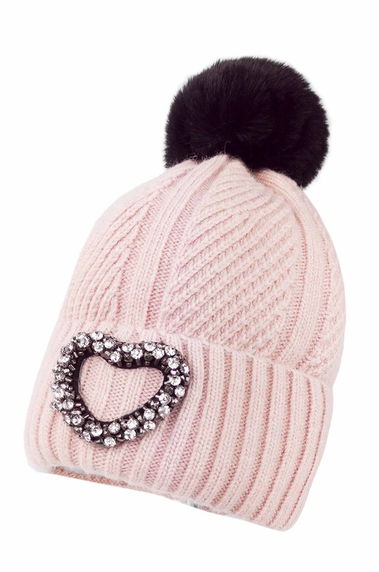 Detská čiapka Jamiks s prímesou vlny ružová OPHRA.II.JZE049