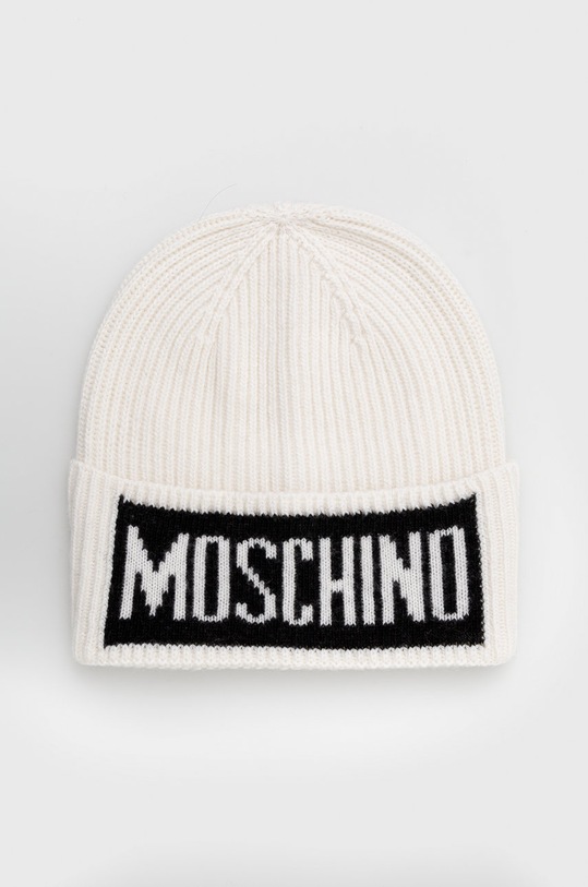 Vlněná čepice Moschino s příměsí vlny bílá M5540.60077