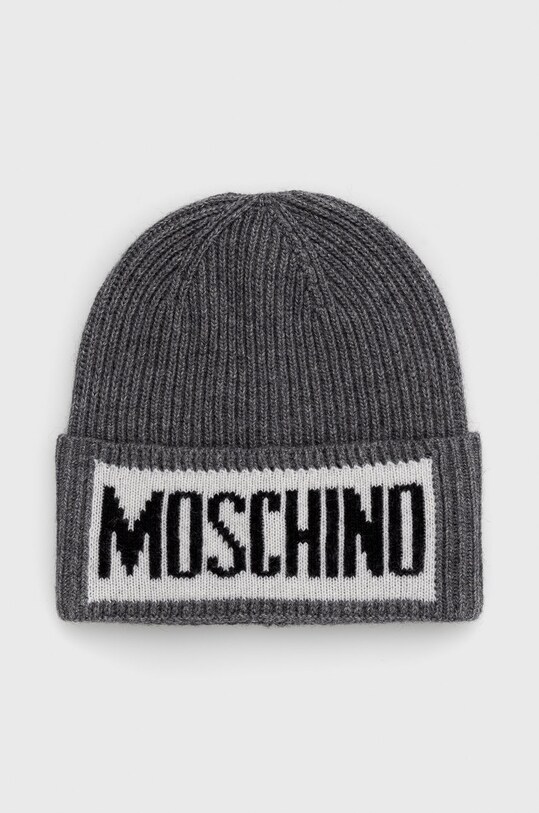 Шерстяная шапка Moschino с добавлением шерсти серый M5540.60077
