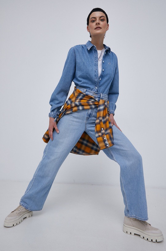 Tommy Jeans Koszula bawełniana DW0DW11219.4890 bawełna niebieski DW0DW11219.4890