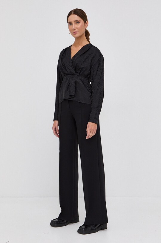 The Kooples Bluzka jedwabna FTOP23057K czarny AW21