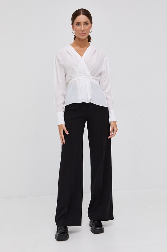 The Kooples Bluzka z domieszką jedwabiu regular biały FTOP23059K