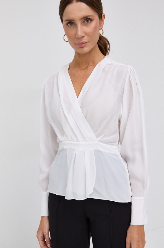 The Kooples Bluzka z domieszką jedwabiu biały FTOP23059K