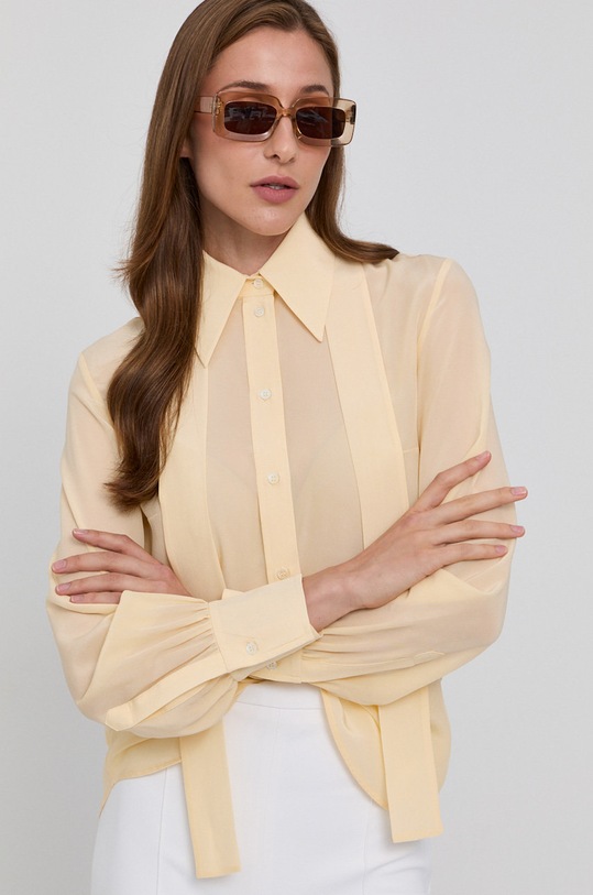 Košeľa Victoria Victoria Beckham jednofarebný žltá 2321WSH002778B