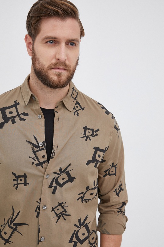 Desigual Koszula bawełniana 21WMCW38 wzorzyste zielony 21WMCW38